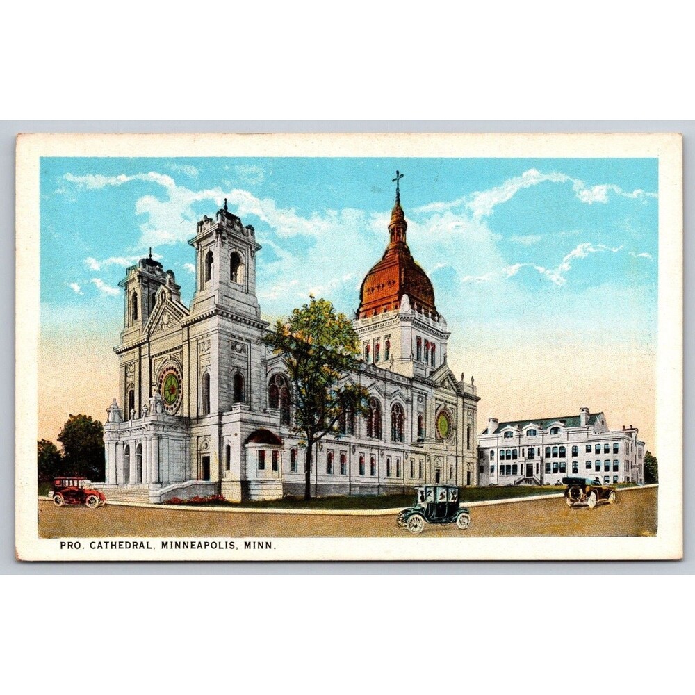Vintage Postcard 1914 Minneapolis MN Pro-cathedral St Mary Basilica White Border